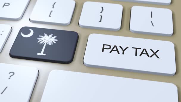 South Carolina State Pay Tax Animation Inglés Bandera Estado — Vídeo de stock