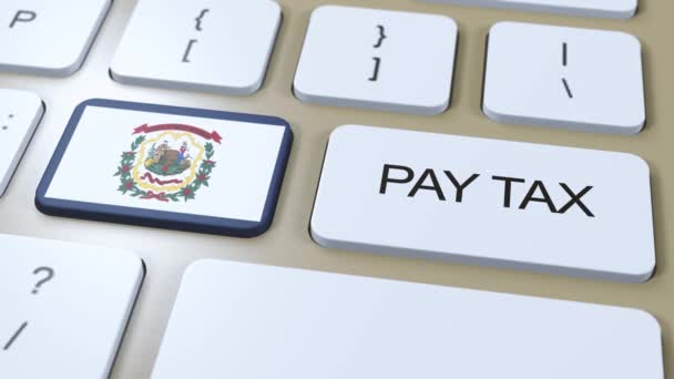 West Virginia State Pay Tax Animation Inglés Bandera Estado — Vídeo de stock