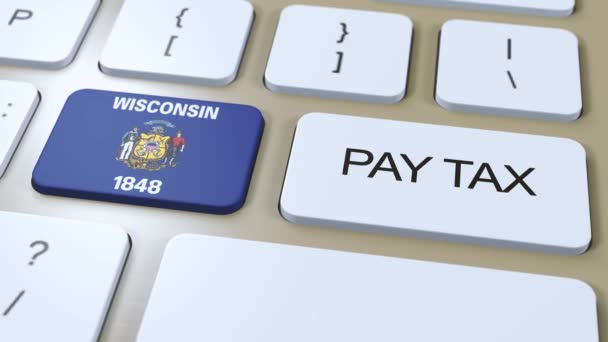 Wisconsin State Pay Tax Animacja Państwo Bandery — Wideo stockowe