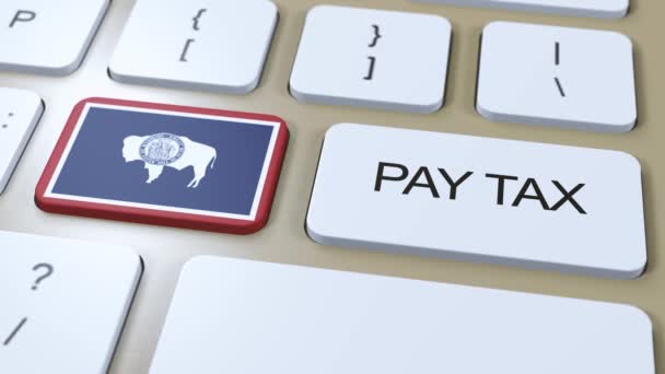 Wyoming State Pay Tax Animation Bandera Estado — Vídeos de Stock