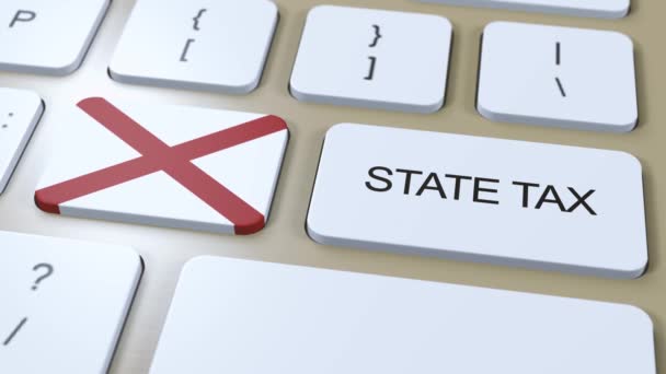 Alabama State Tax Flag Botón Animación Texto — Vídeos de Stock