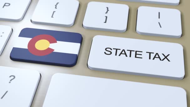 Colorado State Tax Con Bandiera Pulsante Animazione Testo — Video Stock