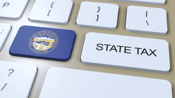 Nebraska State Tax Flag Botón Animación Texto — Vídeos de Stock