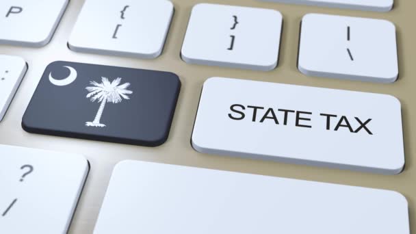 South Carolina State Tax Flag Botón Animación Texto — Vídeos de Stock