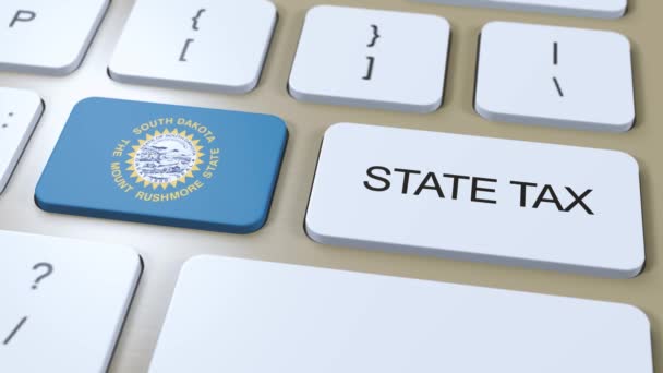 South Dakota State Tax Met Vlag Knop Tekstanimatie — Stockvideo
