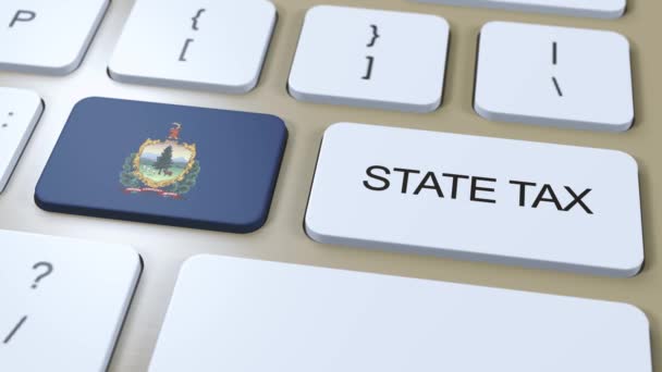Vermont State Tax Flag Botón Animación Texto — Vídeos de Stock