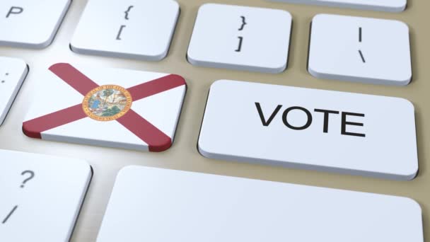 Florida Oylaması Eyalet Bayrağı Düğmesi Boyutlu Canlandırma — Stok video