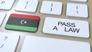 Libya Ülke Ulusal Bayrağı Düğme 3D Canlandırmasıyla İlgili Bir Yasa Metnini Geçirdi.