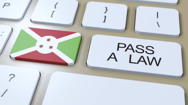 Burundi Country National Flag Pass Law Text Button Animation — Stock video