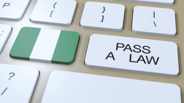 Nigeria Land National Flag Och Passera Lag Text Knapp Animation — Stockvideo