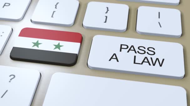 Сирія Країна Національний Прапор Передати Текст Закону Кнопці Анімація — стокове відео