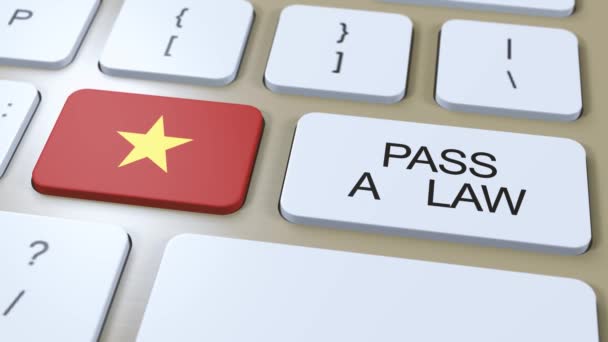 Vietnam Country National Flag Pass Law Text Button Animation — Stock video