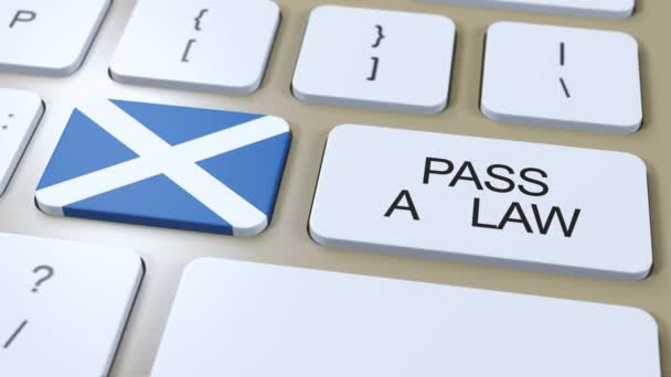 Scotland Country National Flag Pass Law Text Button Animáció — Stock videók