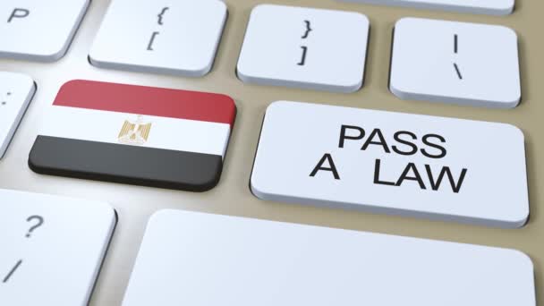 Єгипет Країна Національний Прапор Передати Текст Закону Кнопці Анімація — стокове відео
