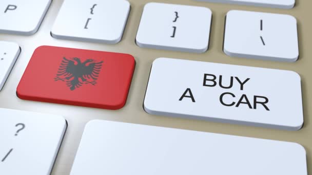 Albania Paese Bandiera Nazionale Pulsante Con Acquista Auto Testo Animazione — Video Stock