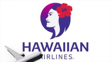 New York, ABD - 9 Mayıs 2024: Hawaii Havayolları şirketi logosu, Illustrative Editorial.