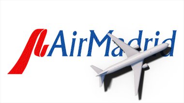 New York, ABD - 9 Mayıs 2024: AirMadrid şirketi logosu 3D Illustration, Illustrative Editorial.