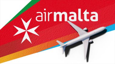New York, ABD - 9 Mayıs 2024: Air Malta şirketi logosu 3D Illustration, Illustrative Editorial.