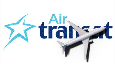 New York, ABD - 9 Mayıs 2024: Air Transat şirketi logosu 3D Illustration, Illustrative Editorial.