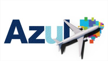 New York, ABD - 9 Mayıs 2024: Azul şirketi logosu 3D Illustration, Illustrative Editorial.