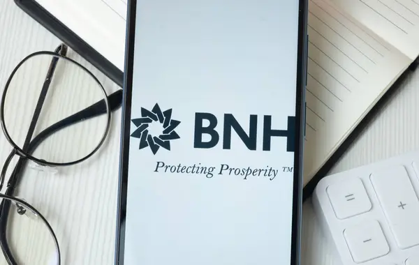 Stock image New York, USA - 21 June 2024: Bahrain National Holding Logo on Phone Screen, BNH Company Icon.