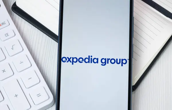 stock image New York, USA - 30 June 2024: Expedia Group Logo on Phone Screen, Company Icon.