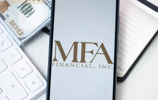 stock image New York, USA - 30 June 2024: MFA Financial Logo on Phone Screen, Company Icon.