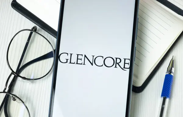 stock image New York, USA - 30 June 2024: Glencore Logo on Phone Screen, Company Icon.