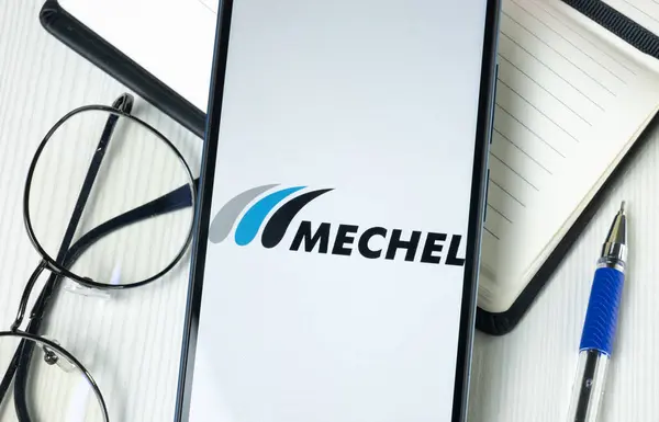 stock image New York, USA - 30 June 2024: Mechel Logo on Phone Screen, Company Icon.