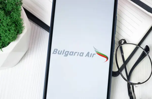 stock image New York, USA - 30 June 2024: Bulgaria Air Logo on Phone Screen, Company Icon.