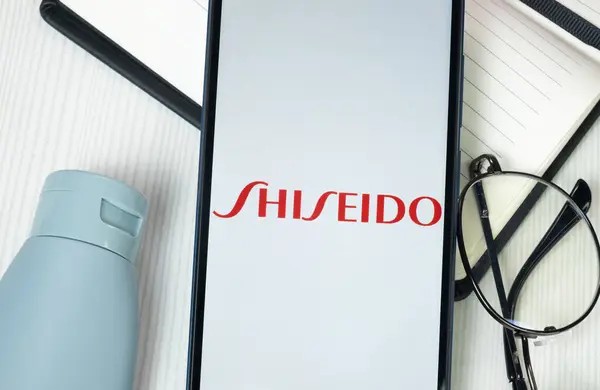 stock image New York, USA - 30 June 2024: Shiseido Logo on Phone Screen, Company Icon.