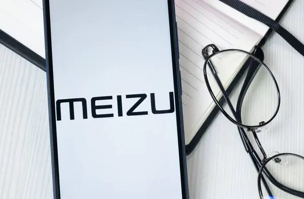 stock image New York, USA - 30 June 2024: Meizu Logo or Icon on Phone Screen.