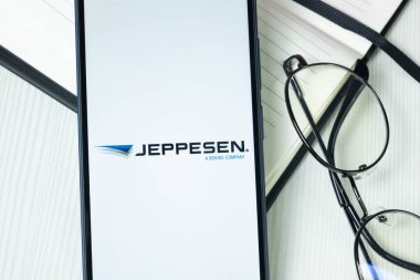 New York, ABD - 30 Haziran 2024: Jeppesen Logosu veya Telefon Ekranında Simge.