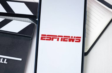 New York, ABD - 30 Haziran 2024: ESPNews Logo veya Telefon Ekranında Simge.