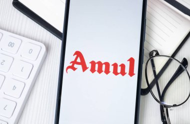 New York, USA - 30 June 2024: Amul Logo or Icon on Phone Screen. clipart