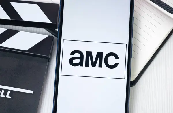 stock image New York, USA - 30 June 2024: amc Logo or Icon on Phone Screen.