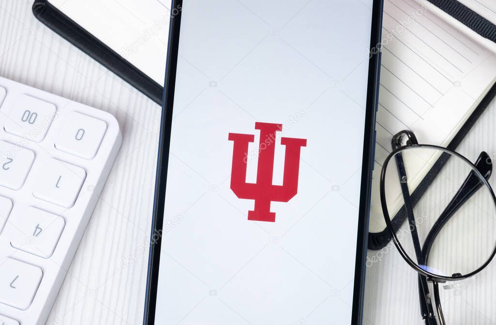 New York, USA - 30 June 2024: Indiana University Logo or Icon on Phone Screen.
