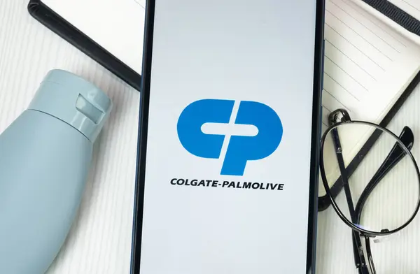 stock image New York, USA - 30 June 2024: Colgate-Palmolive Logo on Phone Screen, Company Icon.