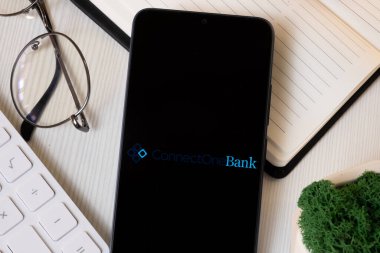 New York, USA - 1 June 2024: ConnectOne Bancorp Logo on Phone Screen, Company Icon. clipart