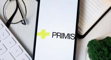 New York, ABD - 1 Haziran 2024: Telefon Ekranında Primis Finansal Logosu, Şirket Simgesi.