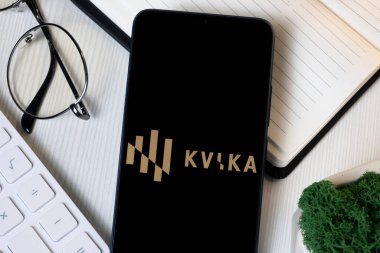 New York, USA - 1 June 2024: Kvika banki Logo on Phone Screen, Company Icon. clipart