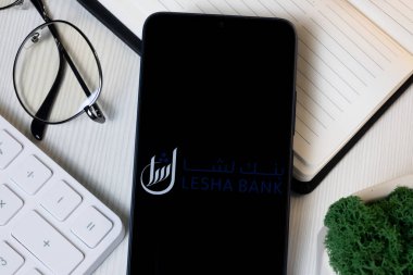 New York, ABD - 1 Haziran 2024: Lesha Bank Logosu Telefon Ekranı, Şirket Simgesi.