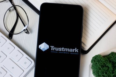 New York, ABD - 1 Haziran 2024: Ulusal Banka Logosu Telefon Ekranı, Şirket Simgesi.