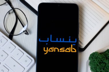 New York, USA - 11 June 2024: Yanbu National Petrochemical Logo on Phone Screen, Company Icon. clipart