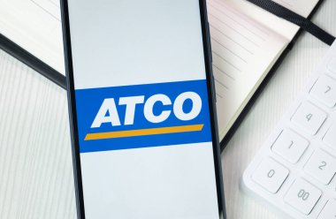 New York, ABD - 30 Haziran 2024: ATCO Logosu veya Telefon Ekranında Simge.