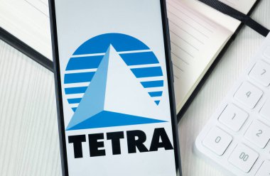 New York, ABD - 30 Haziran 2024: Tetra Teknoloji Logosu Telefon Ekranı, Şirket Simgesi.