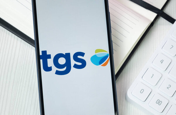 New York, USA - 30 June 2024: Transportadora de Gas del Sur tgs Logo on Phone Screen, Company Icon.