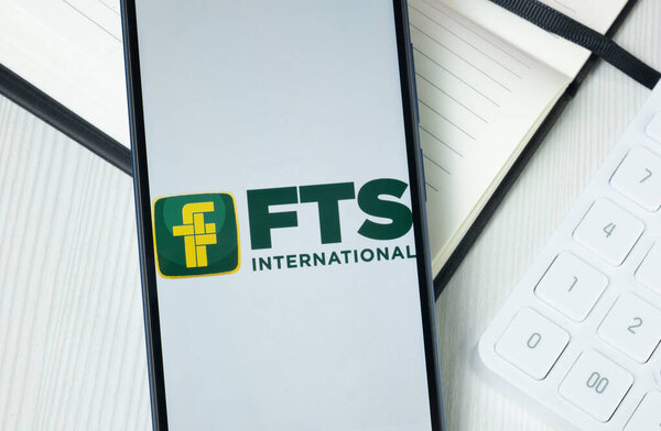 New York, USA - 30 June 2024: FTS International Logo on Phone Screen, Company Icon.