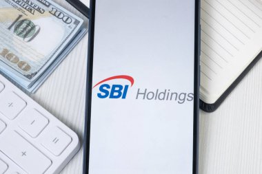 New York, ABD - 21 Haziran 2024: SBI Holding Logosu Telefon Ekranı, Şirket Simgesi.