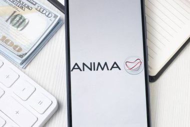 New York, ABD - 21 Haziran 2024: Telefon Ekranında Anima Logosu, Şirket Simgesi.